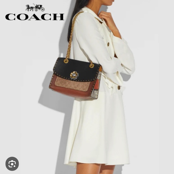 Coach Handbags - New COACH Large Parker bag with rivets and snakeskin detail